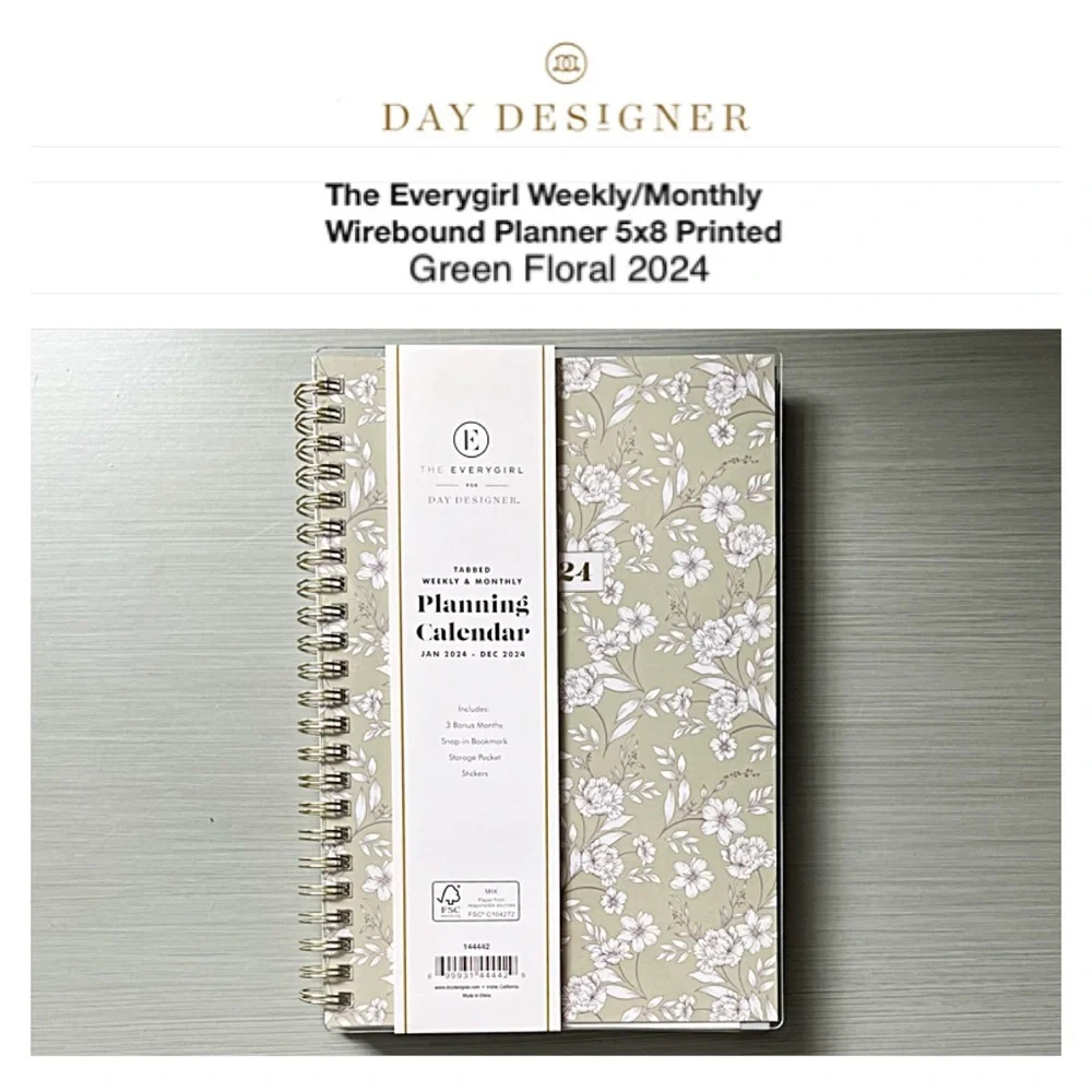 Planner Calendar Everygirl Day Designer Blue Sky 2024 weekly and monthly
